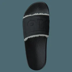 Polo Ralph Lauren Faux-Shearling–Lined Suede Slide Black Svart Hot