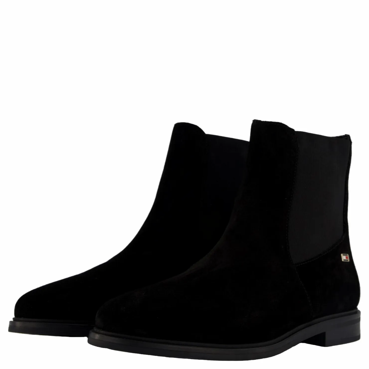 Tommy Hilfiger Flag Suede Low Chelsea Black Svart Outlet
