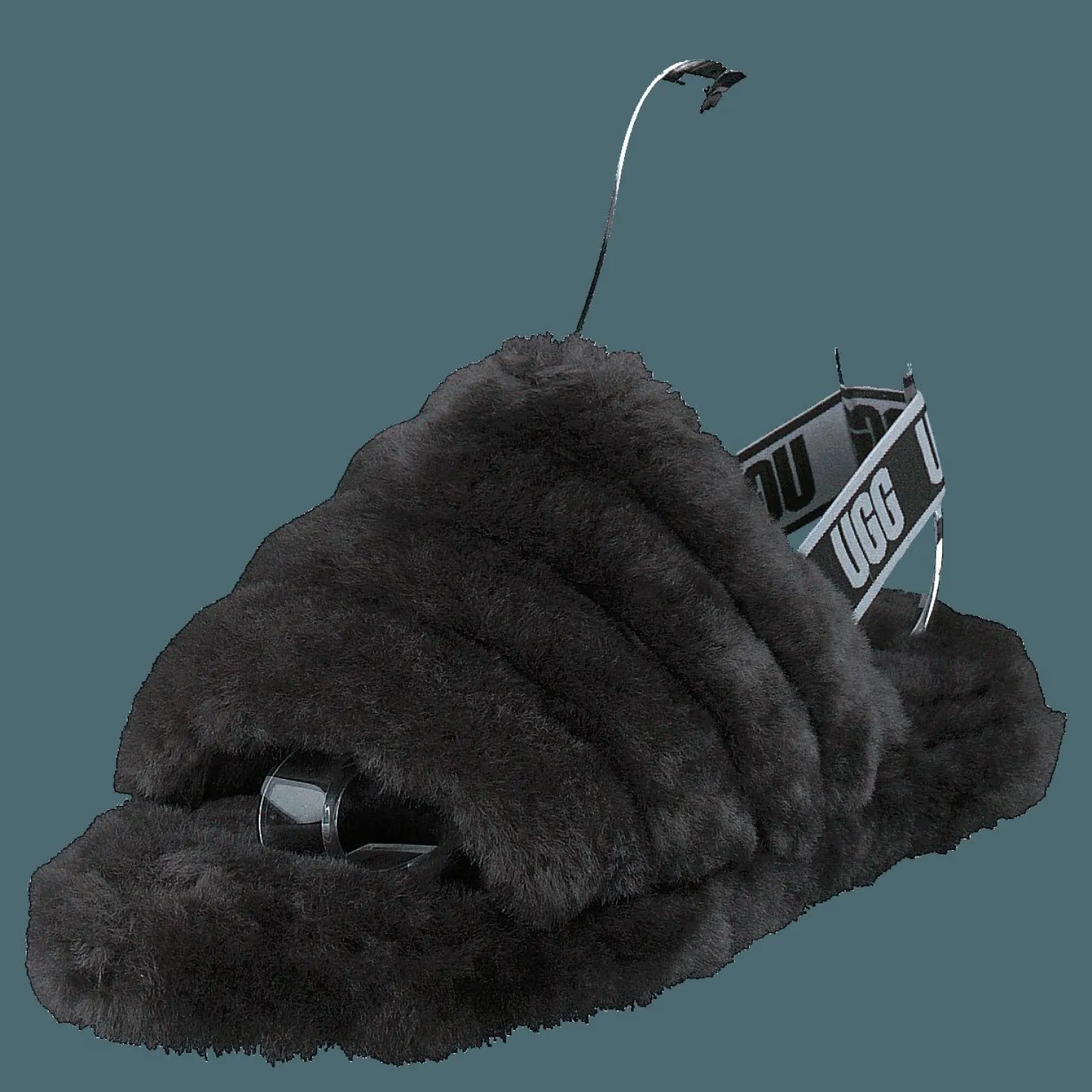 UGG Fluff Yeah Slide Charcoal Svart Sale