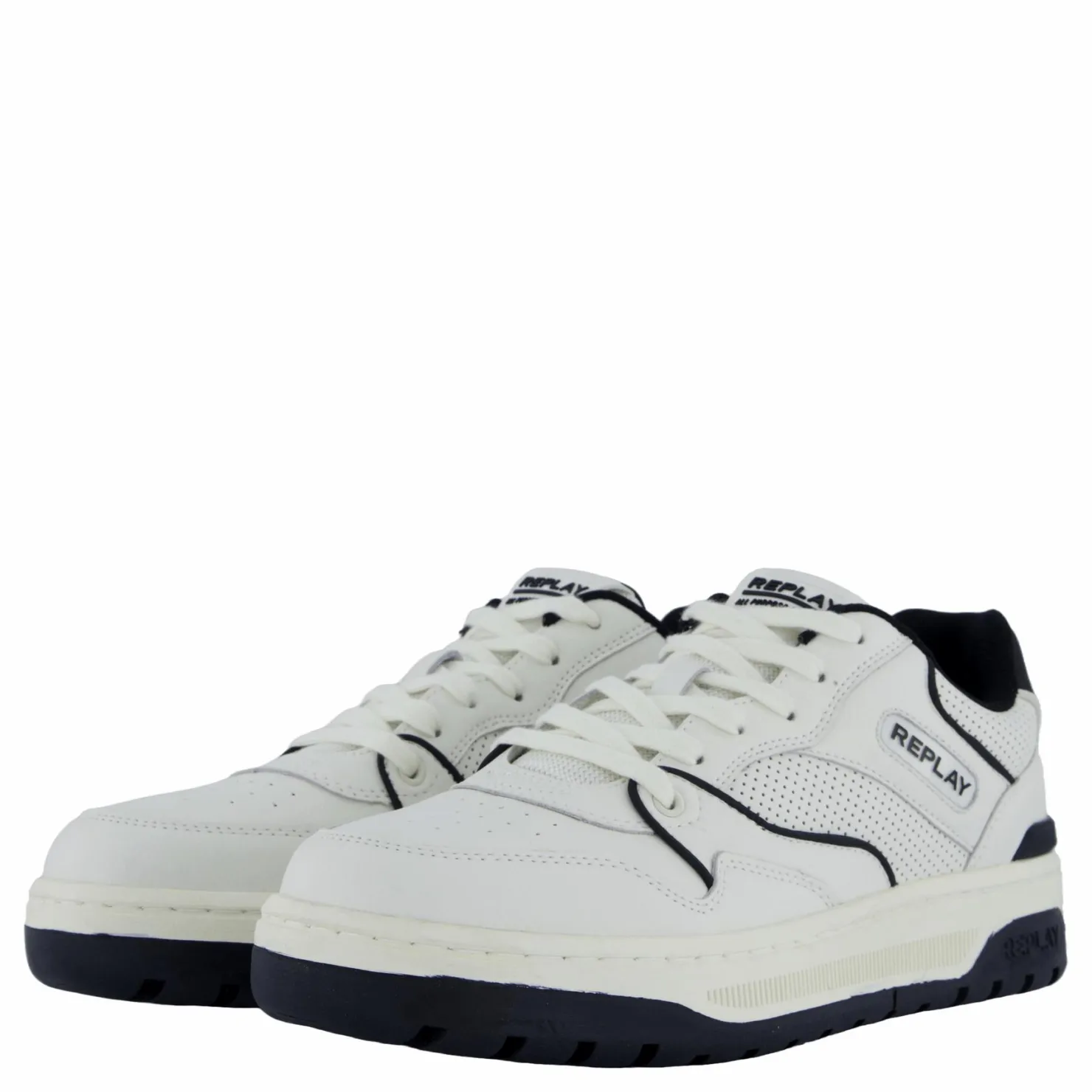 Replay Gemini Punch Sneaker Off Wht/black Vit Sale