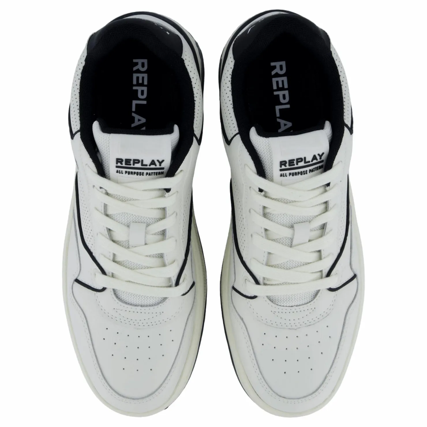 Replay Gemini Punch Sneaker Off Wht/black Vit Sale