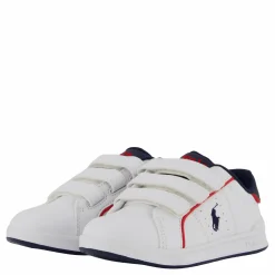 Ralph Lauren Junior Heritage Court Iii Ez T-white Smooth/navy W/ Navy Pp Vit Outlet