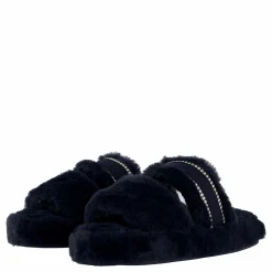 Tommy Hilfiger Hilfiger Fur Basics Slipper Space Blue Svart Discount