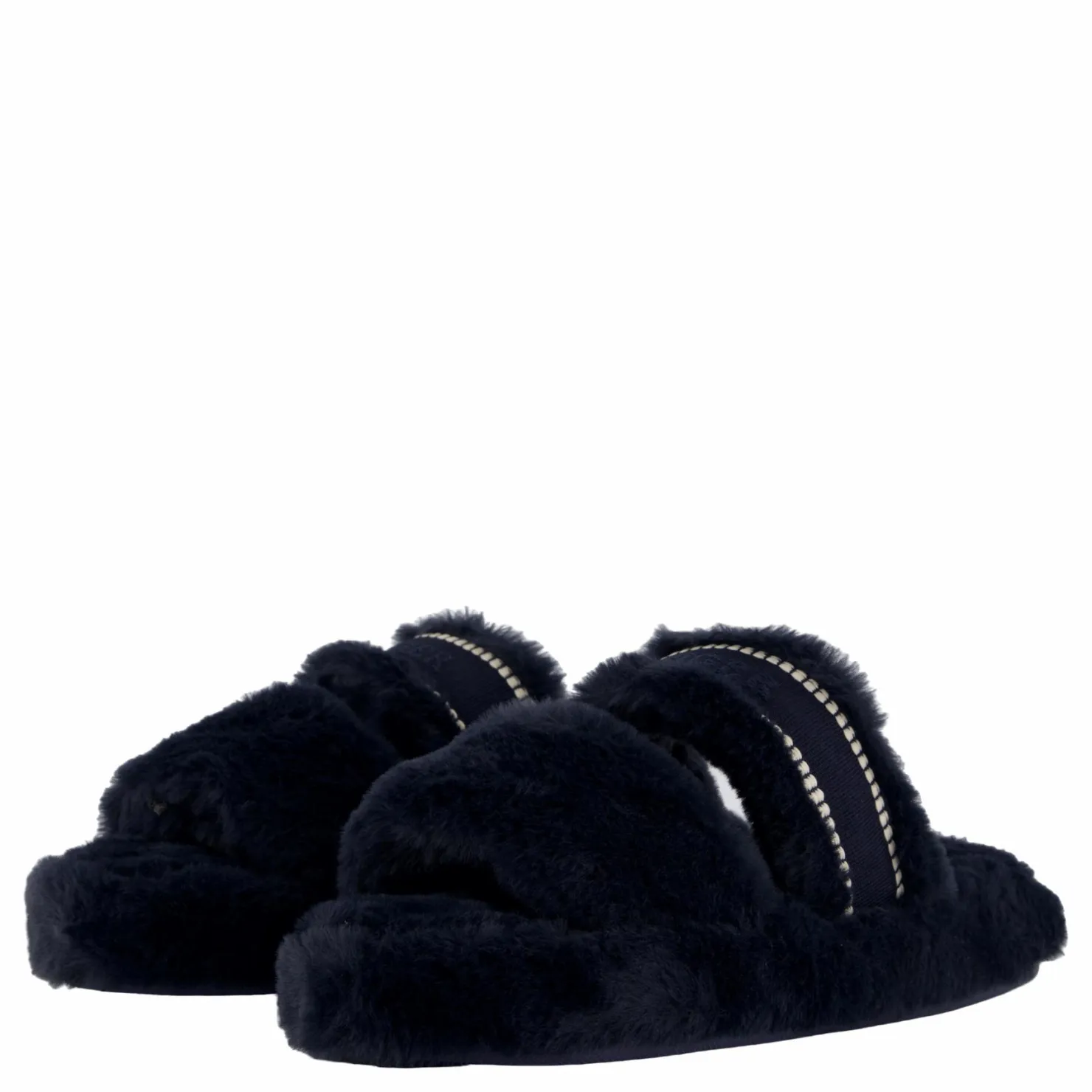 Tommy Hilfiger Hilfiger Fur Basics Slipper Space Blue Svart Discount