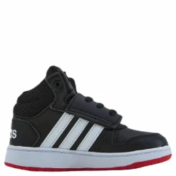 adidas Hoops 2.0 Mid Shoes Core Black / Cloud White / Vivid Red Svart Online
