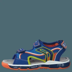 Geox J Sandal Android Boy Royal/orange Grå och Blå Discount