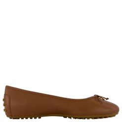 Lauren Ralph Lauren Jayna Nappa Leather Driver Flat Deep Saddle Tan Brun Sale