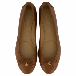 Lauren Ralph Lauren Jayna Nappa Leather Driver Flat Deep Saddle Tan Brun Sale