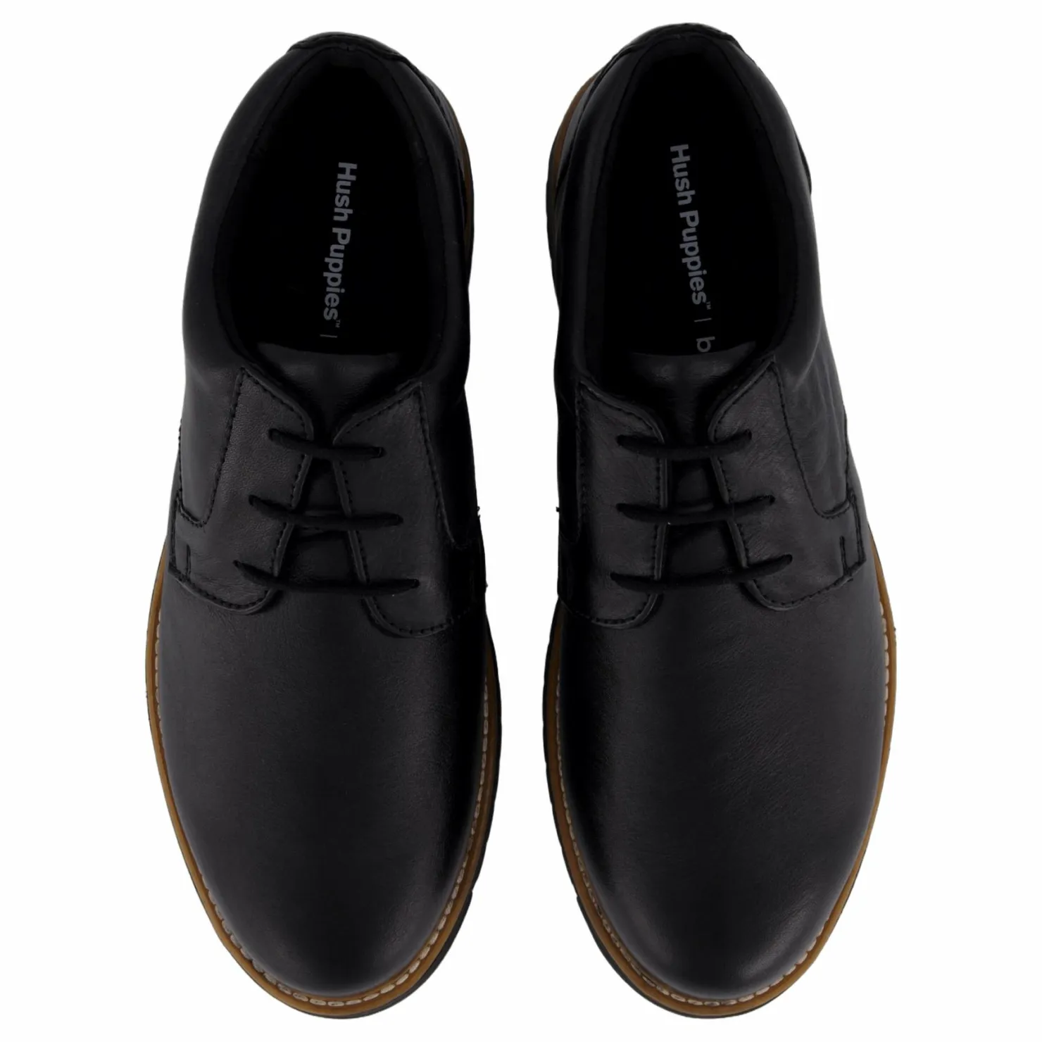 Hush Puppies Jenson Oxford Bold Black Leather Svart Discount