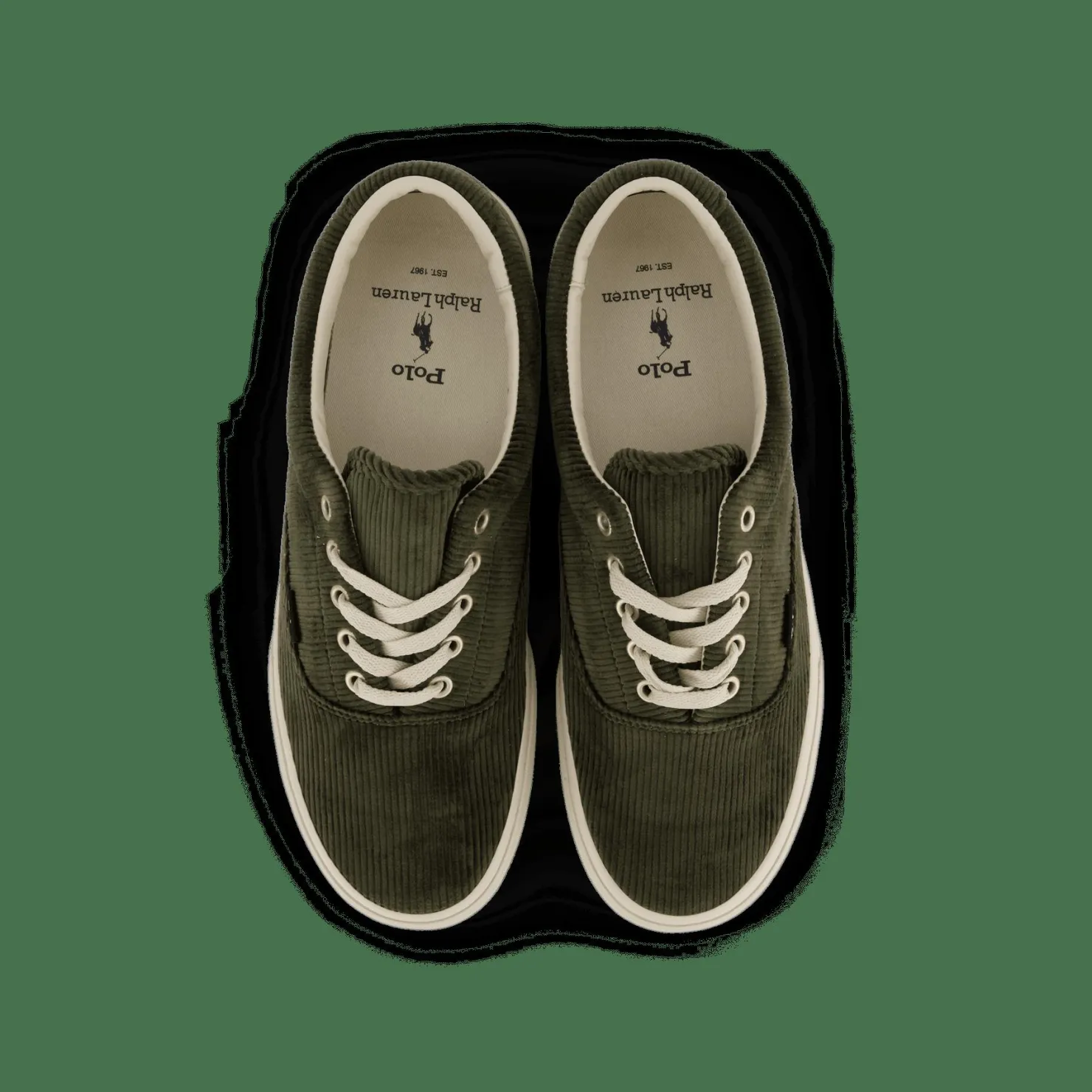 Polo Ralph Lauren Keaton Corduroy Sneaker Estate Olive Svart Hot