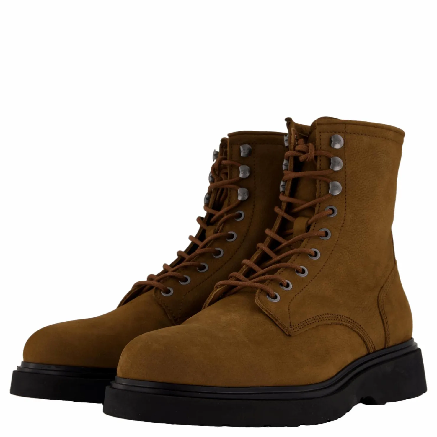 Calvin Klein Lace Up Boot W/ Zip Suede Snuff Brown Brun Hot