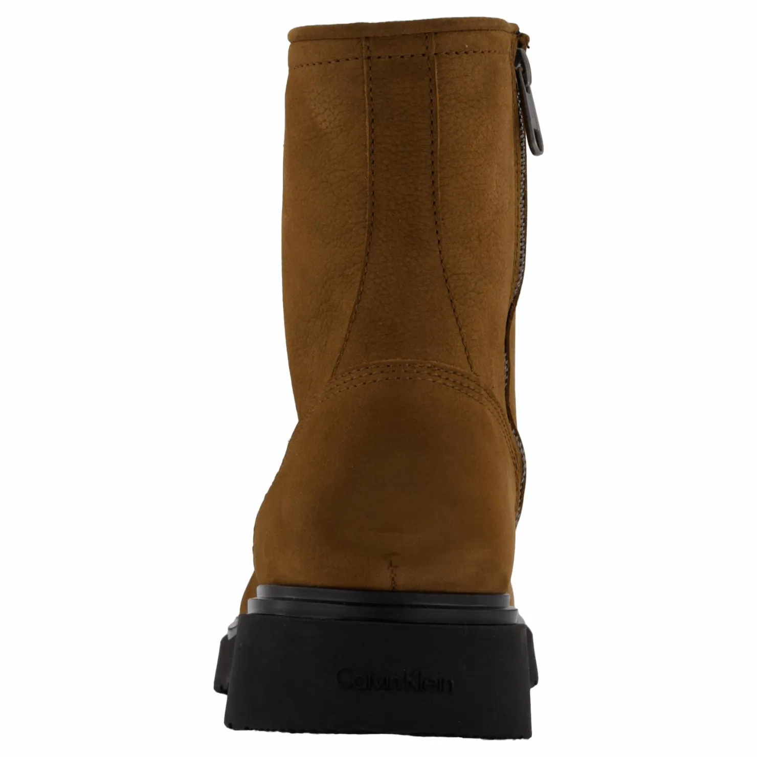 Calvin Klein Lace Up Boot W/ Zip Suede Snuff Brown Brun Hot