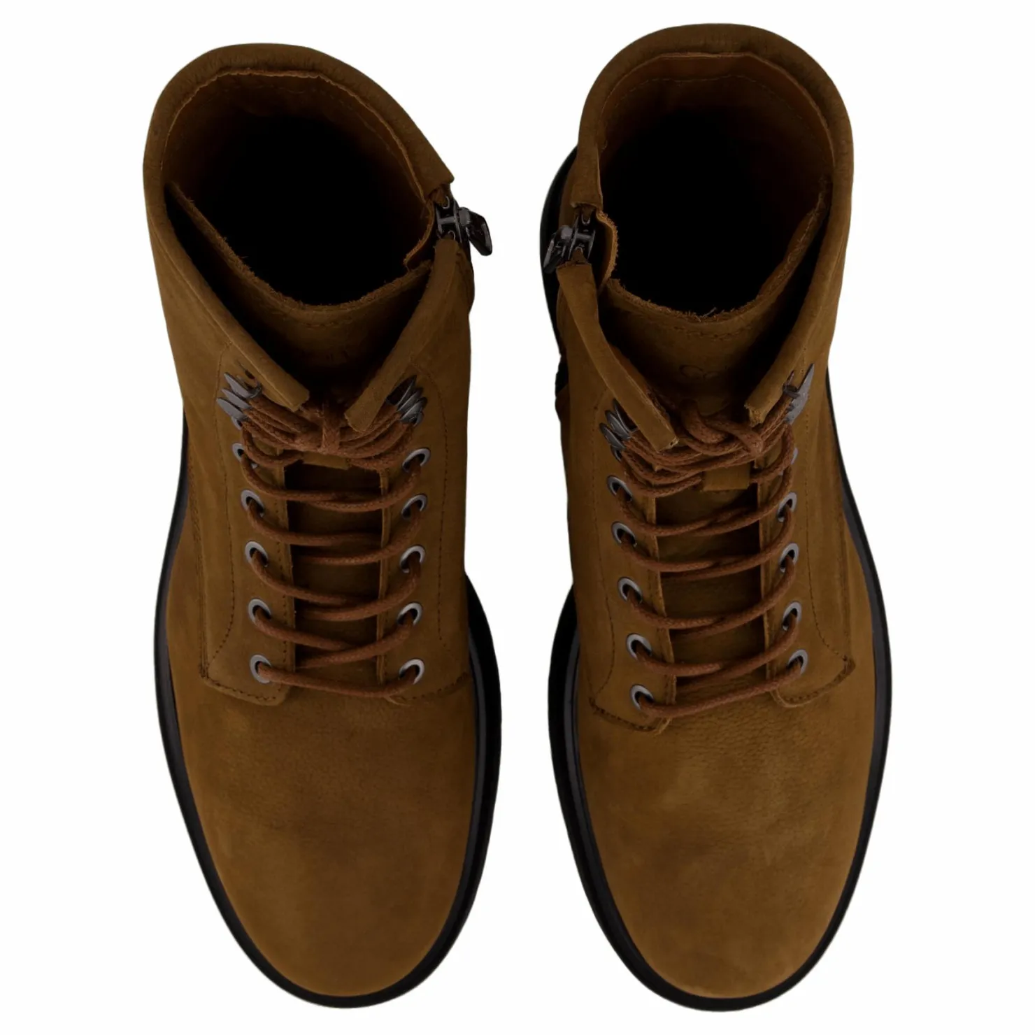 Calvin Klein Lace Up Boot W/ Zip Suede Snuff Brown Brun Hot