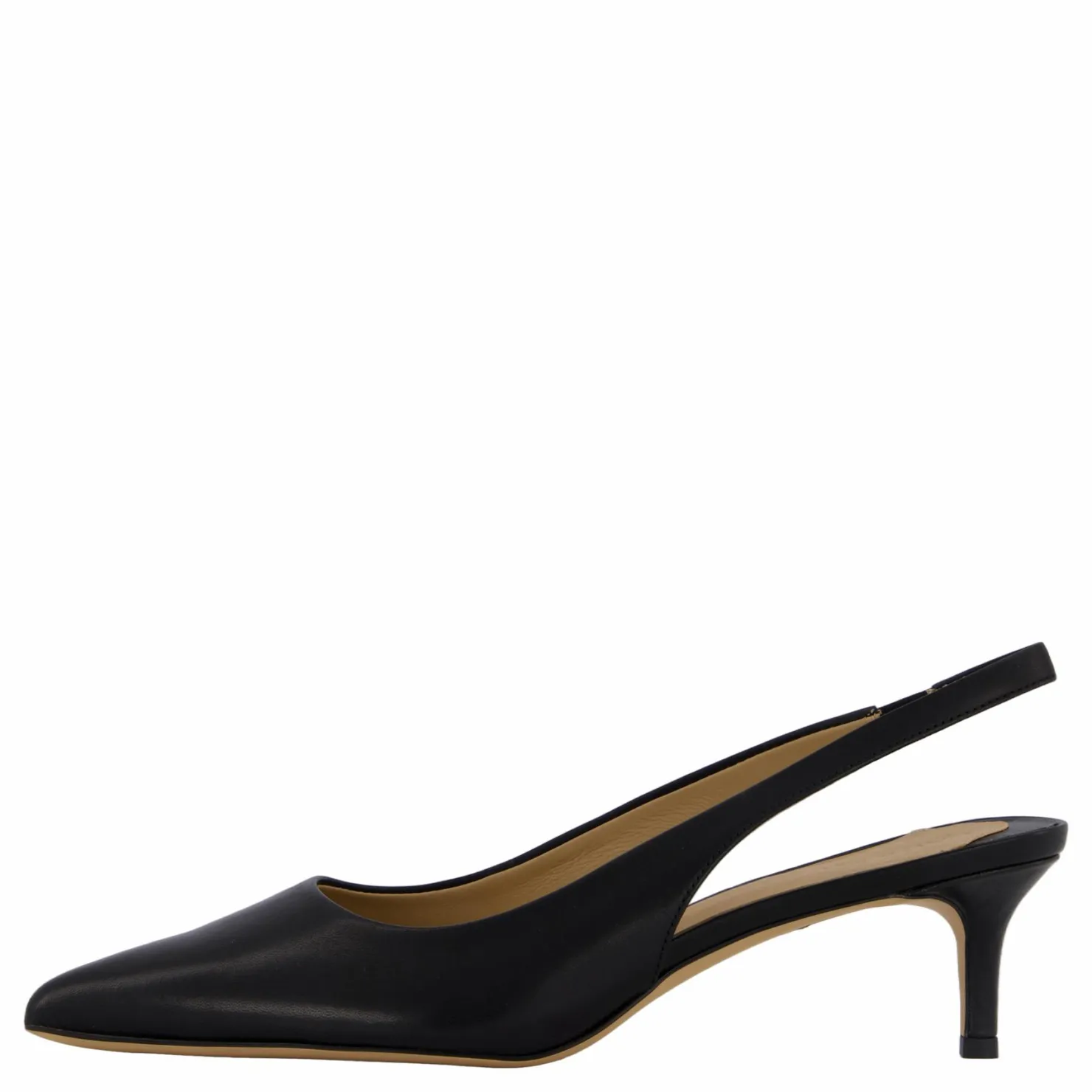 Lauren Ralph Lauren Lolah Burnished Leather Slingback Pump Black Svart Outlet