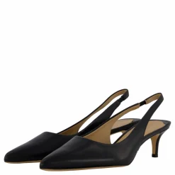 Lauren Ralph Lauren Lolah Burnished Leather Slingback Pump Black Svart Outlet