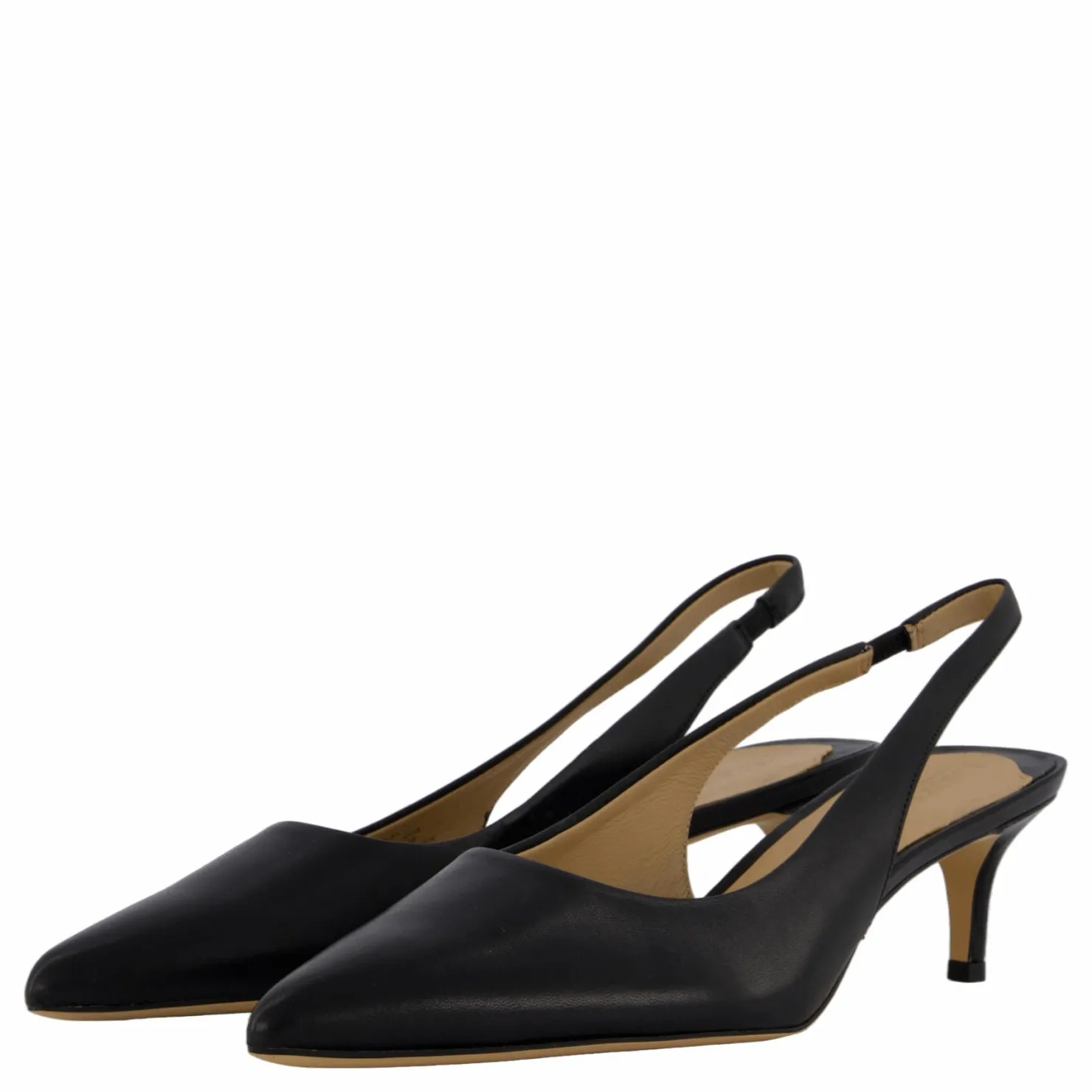 Lauren Ralph Lauren Lolah Burnished Leather Slingback Pump Black Svart Outlet