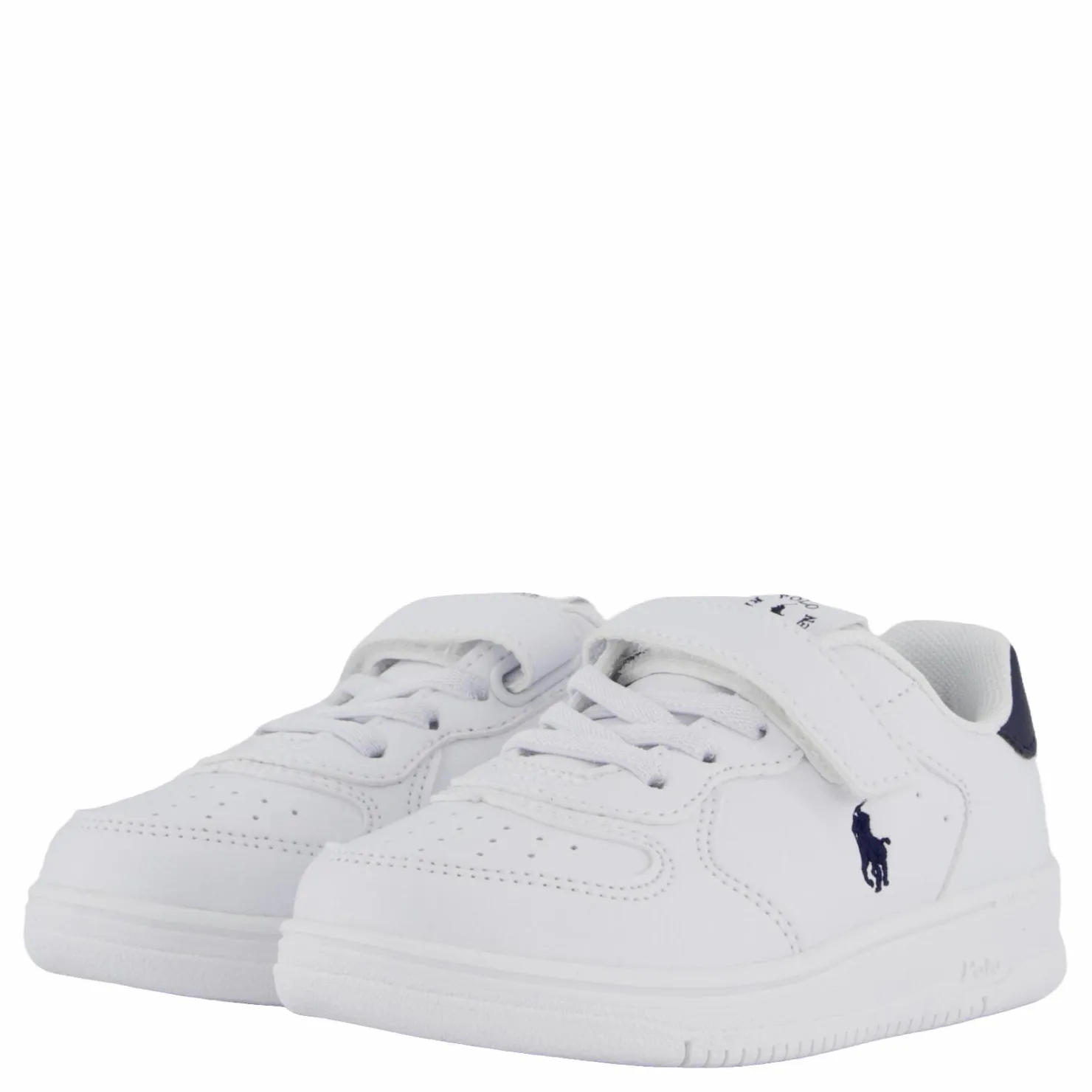 Ralph Lauren Junior Masters Court Ps T-'white / Navy Tumbled Vit Discount
