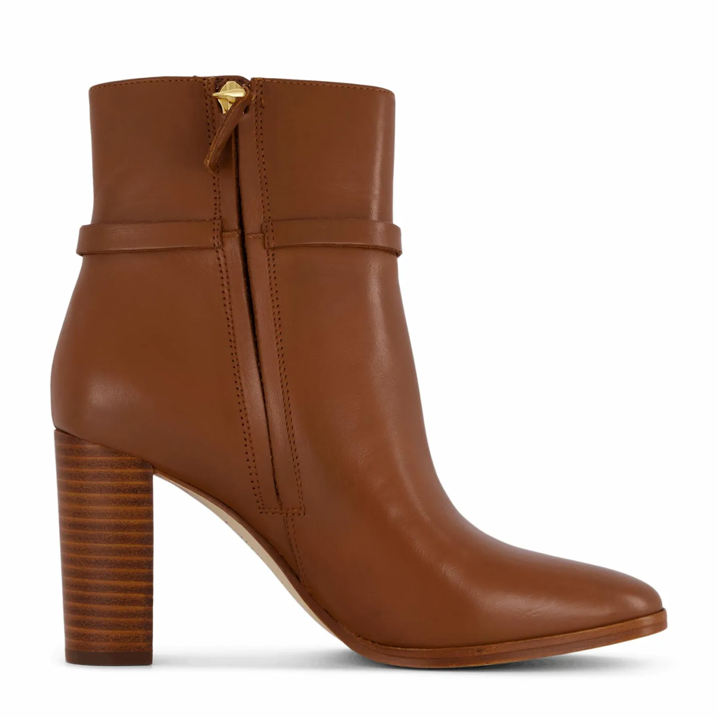 Lauren Ralph Lauren Maxie Burnished Leather Bootie Deep Saddle Tan Brun Outlet
