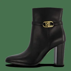 Lauren Ralph Lauren Maxie Burnished Leather Bootie Black Svart