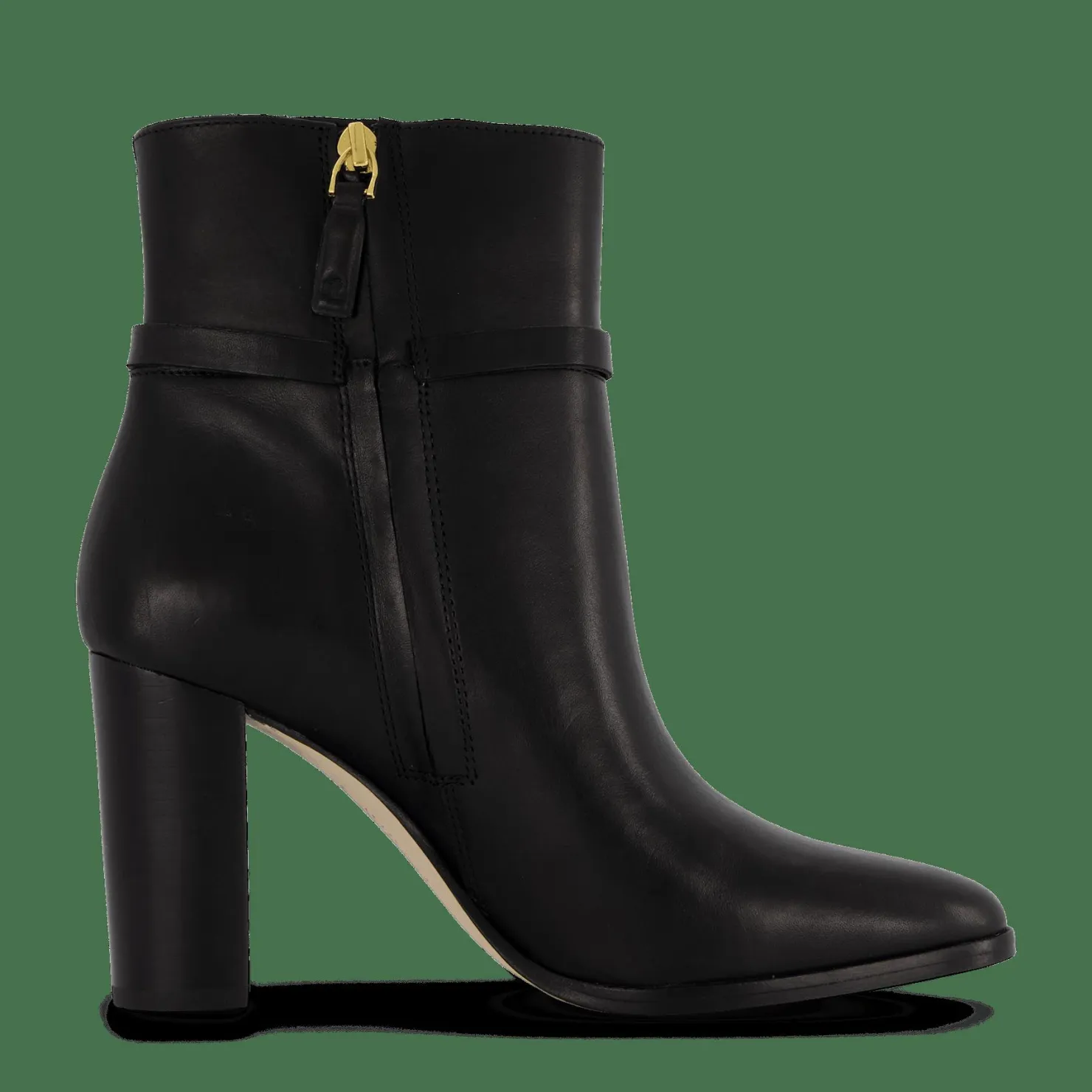 Lauren Ralph Lauren Maxie Burnished Leather Bootie Black Svart