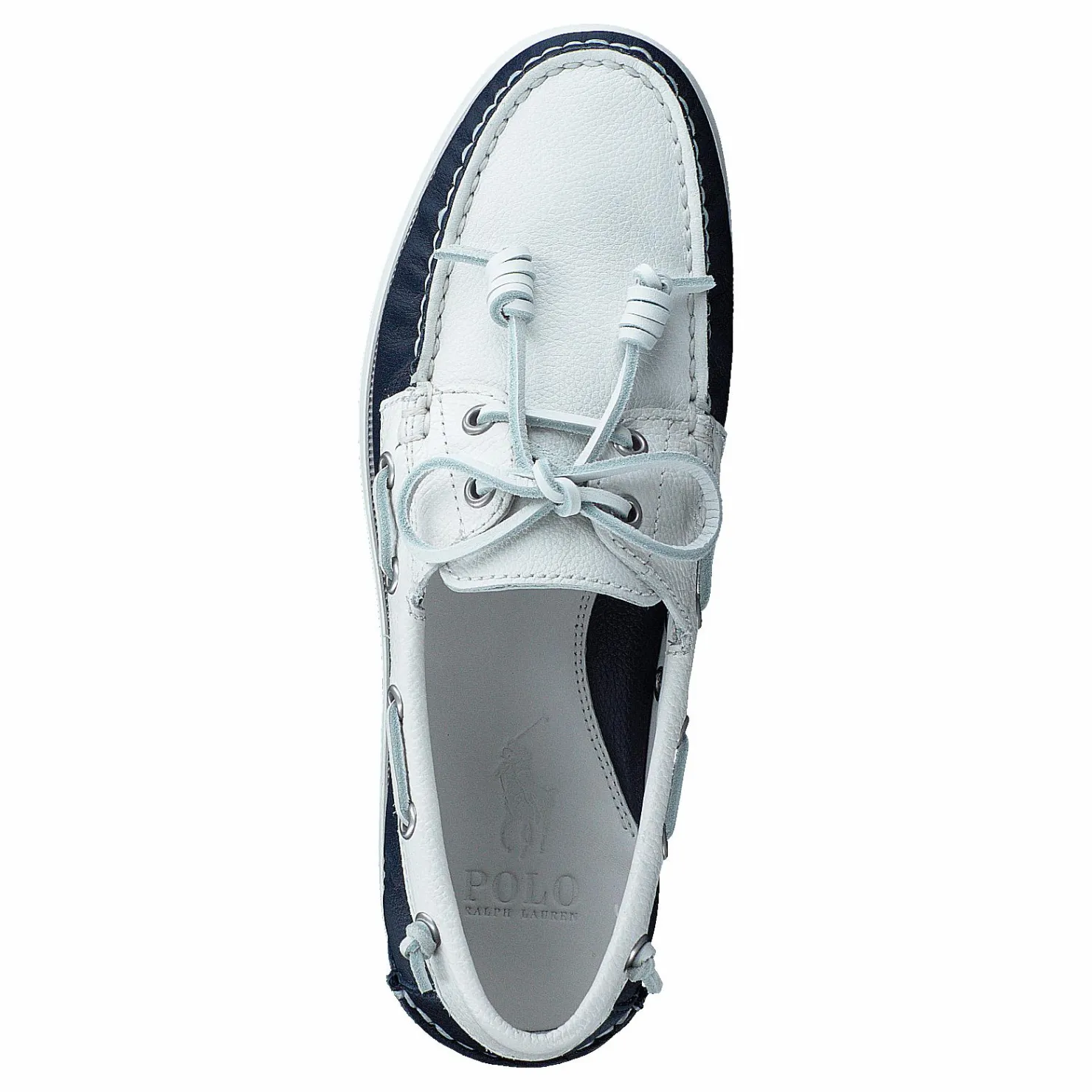 Polo Ralph Lauren Merton Two-Tone Leather Boat Shoe Cream / Navy Vit och Blå Clearance
