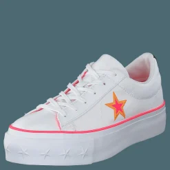 Converse One Star Platform White / Racer Pink / Orange Vit
