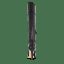 Lauren Ralph Lauren Page Burnished Leather Tall Boot Black Svart Sale