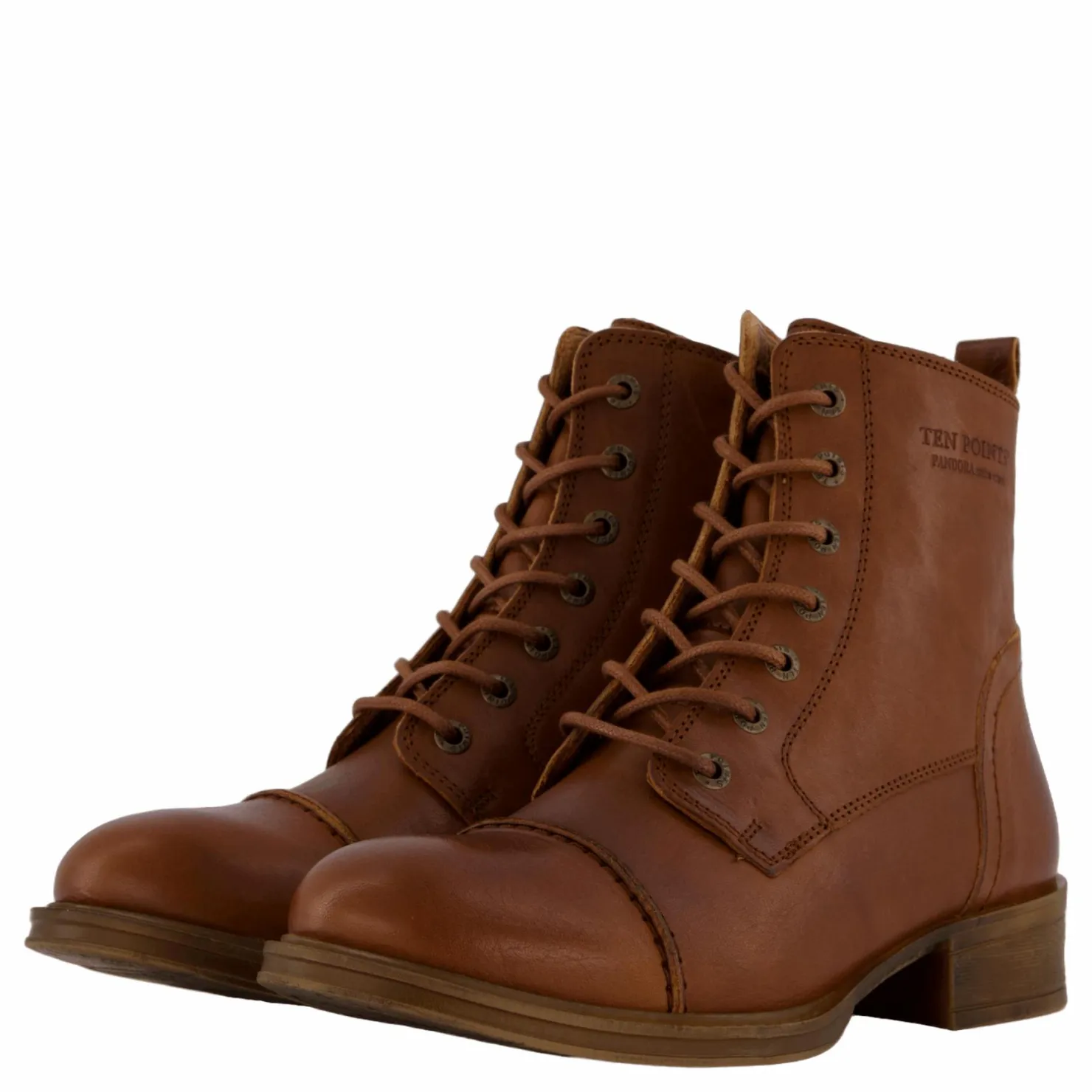 Ten Points Pandora Laced Boots Cognac Brun Hot