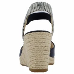 Lauren Ralph Lauren Pearle II Leather & Canvas Espadrille Black / Natural / Black Svart Clearance