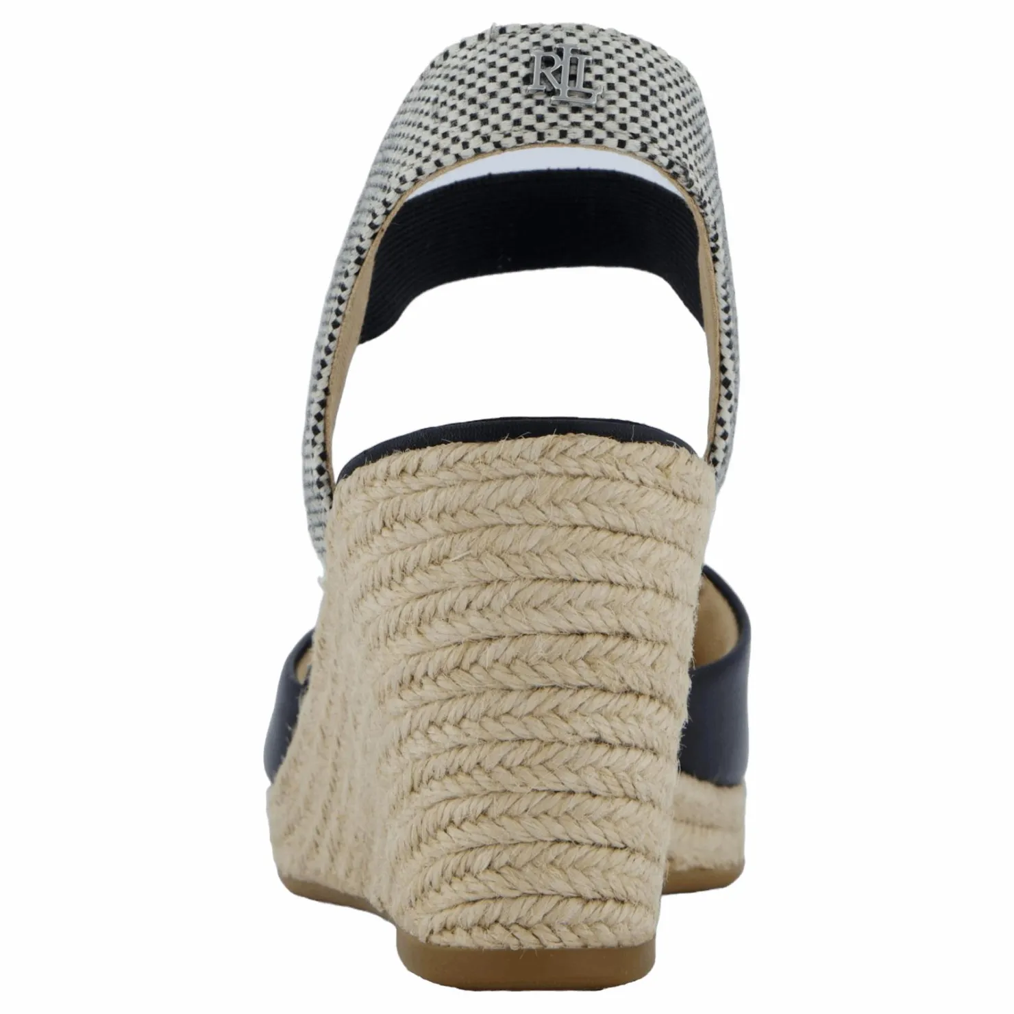 Lauren Ralph Lauren Pearle II Leather & Canvas Espadrille Black / Natural / Black Svart Clearance