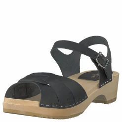 Swedish Hasbeens Peep Toe Low Black Beige och Grå Discount