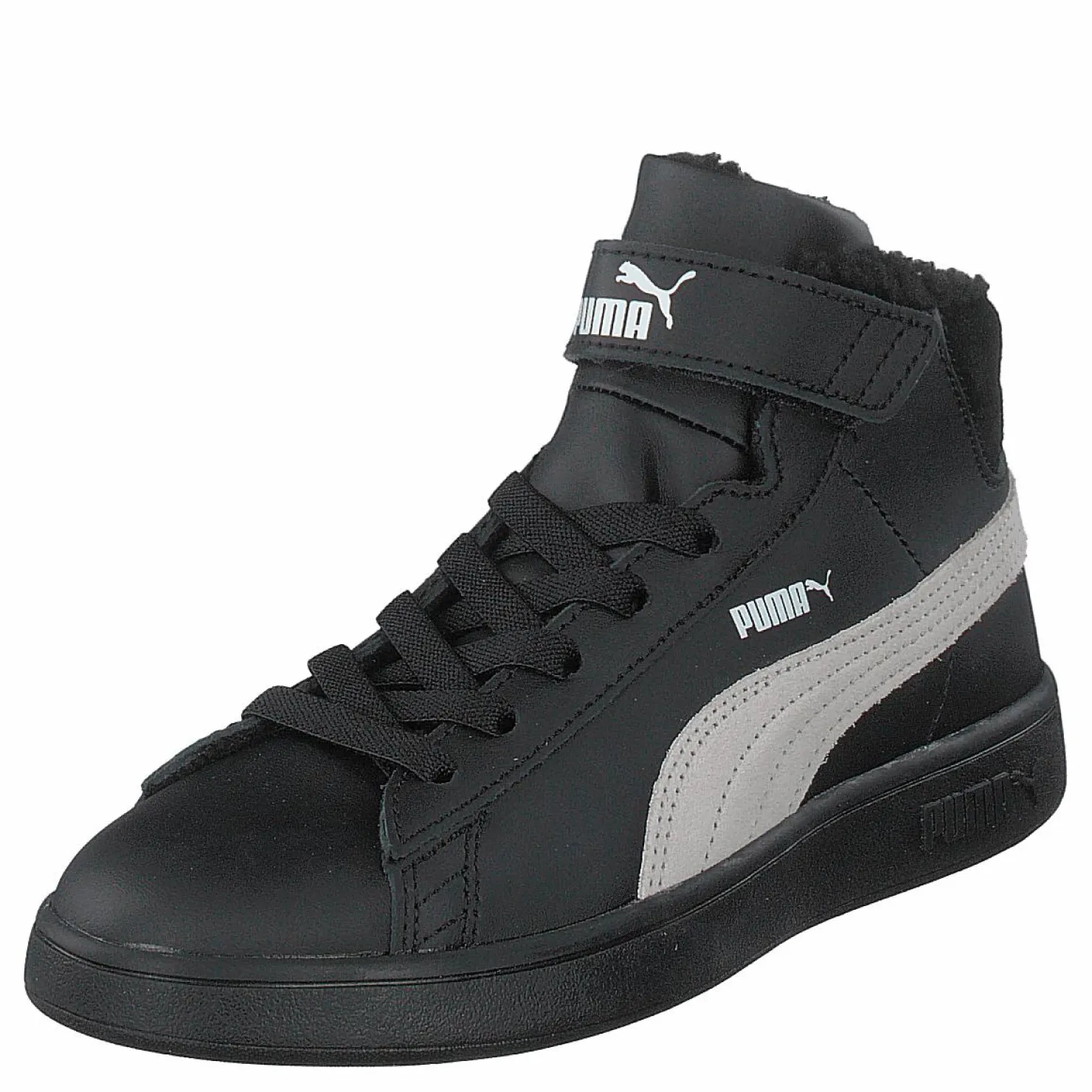 Puma Smash V2 Mid L Fur Ps Black-whisper White Svart New
