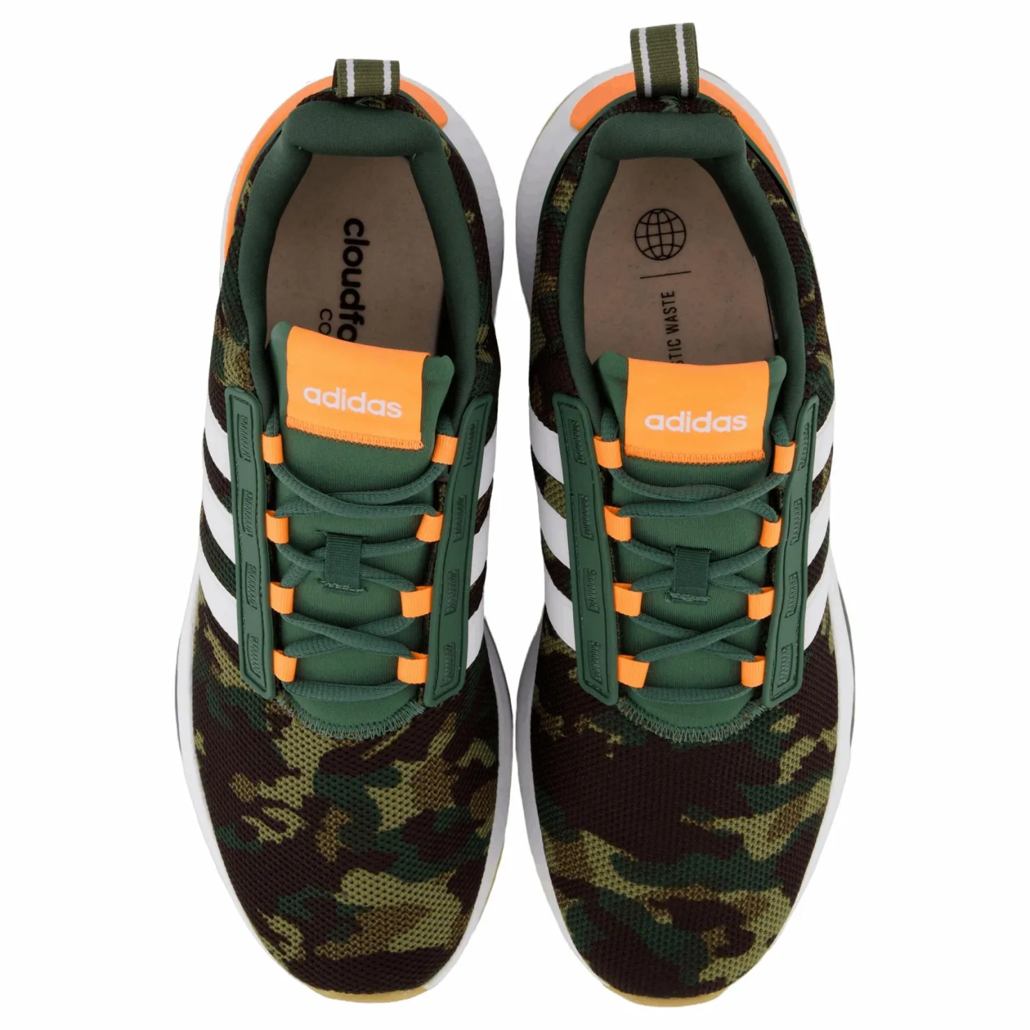 adidas Racer TR21 Cloudfoam Lifestyle Running Shoes Green Oxide / Cloud White / Screaming Orange Svart New