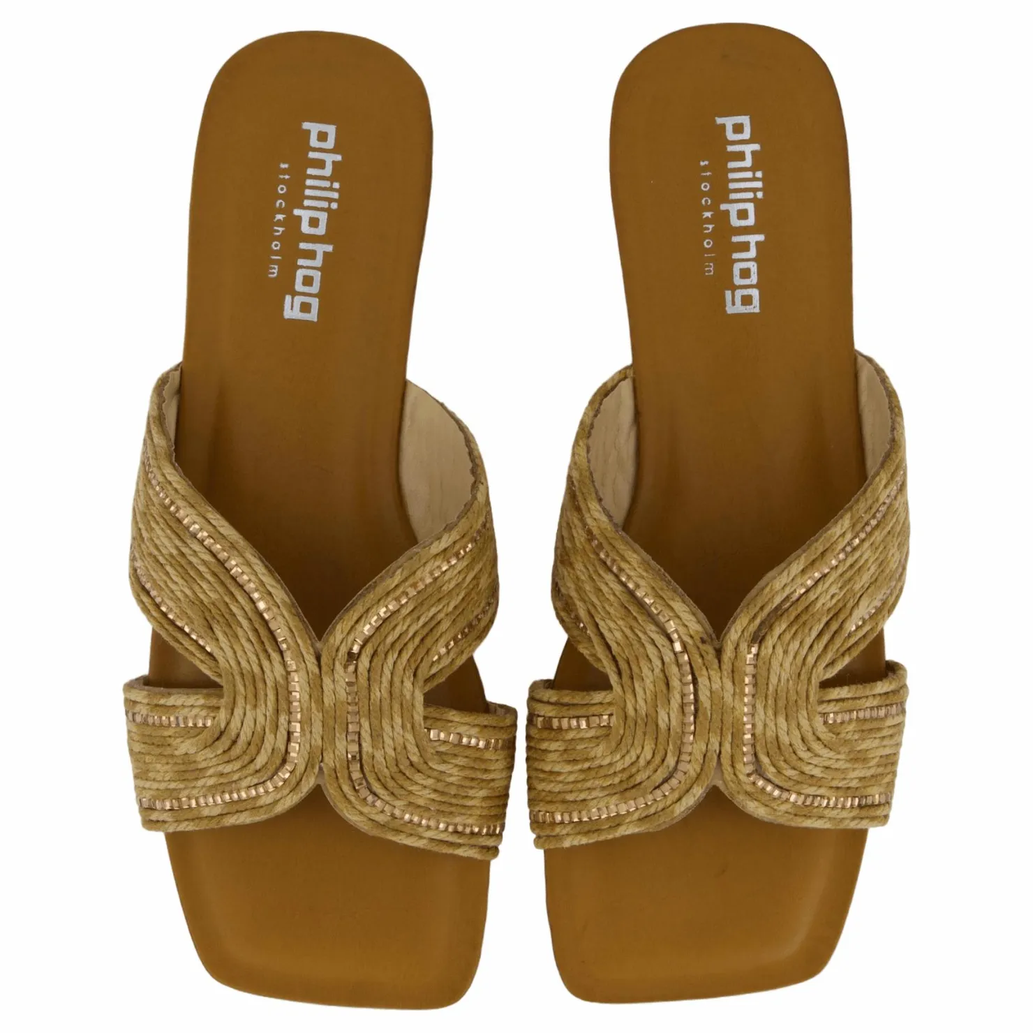 Philip Hog Raffia Beige Brun och Guld Online