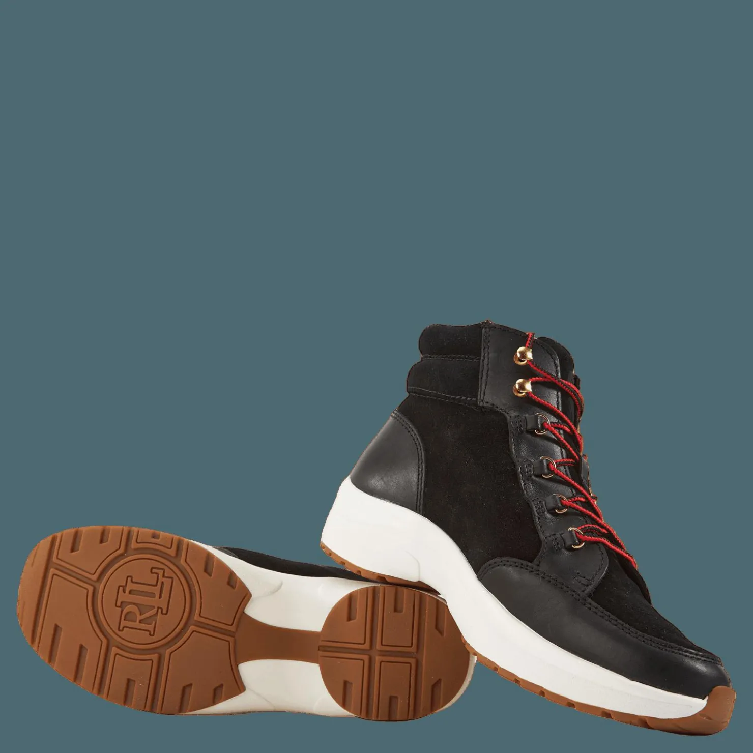 Lauren Ralph Lauren Rylee Suede & Leather High-Top Sneaker Black/Black Svart Discount