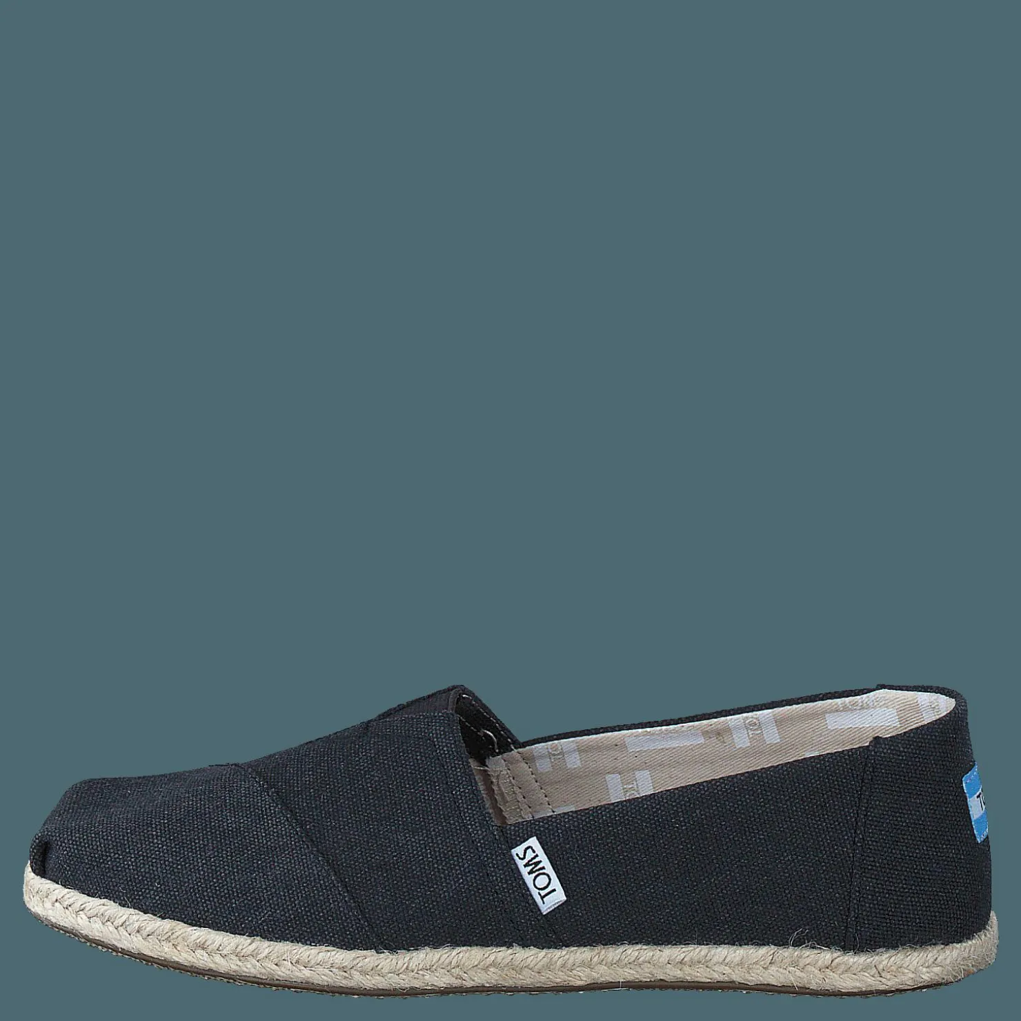 Toms Seasonal Classics Black Washed Canvas Rope Sole Grå Clearance