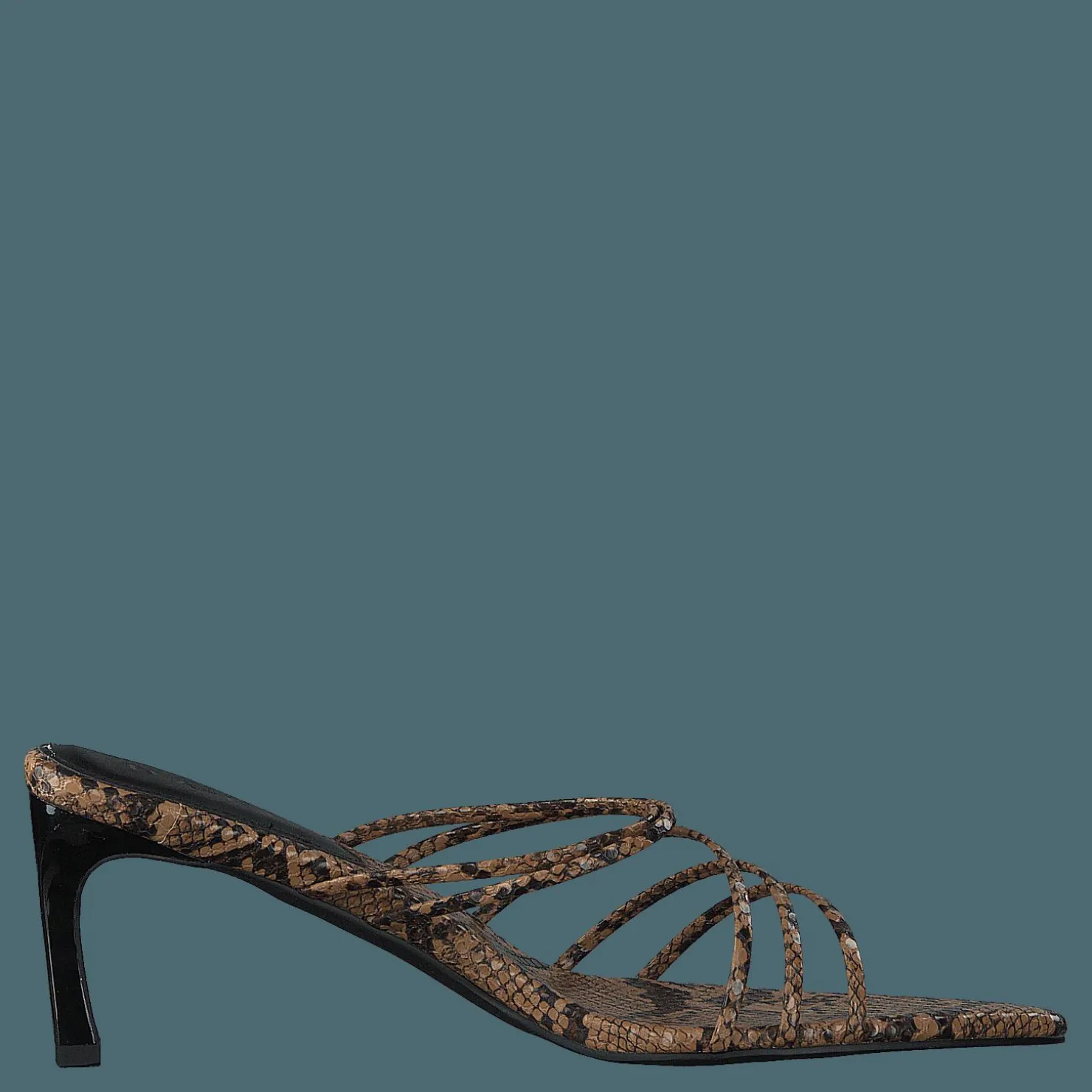 NA-KD Strappy Pointy Sandals Snake Brun Outlet