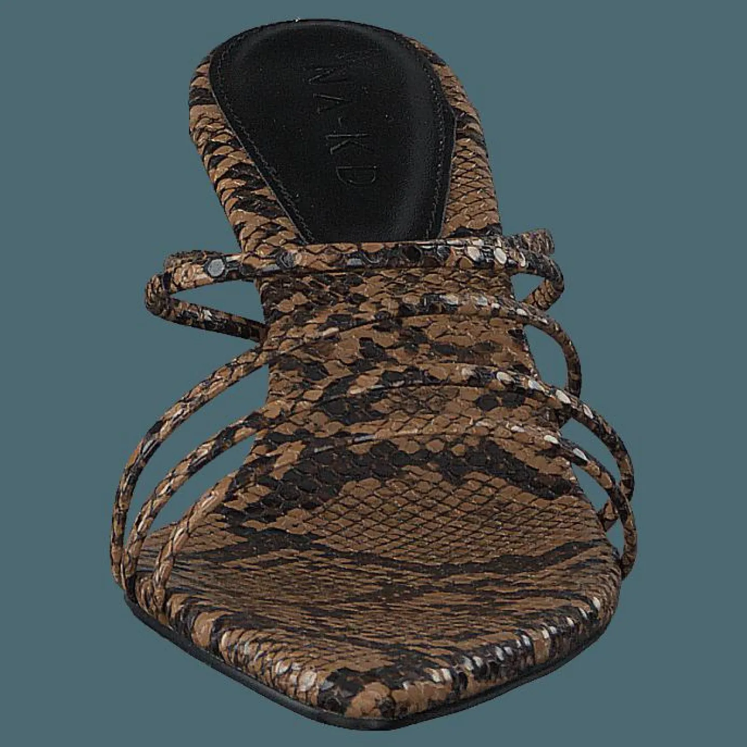 NA-KD Strappy Pointy Sandals Snake Brun Outlet