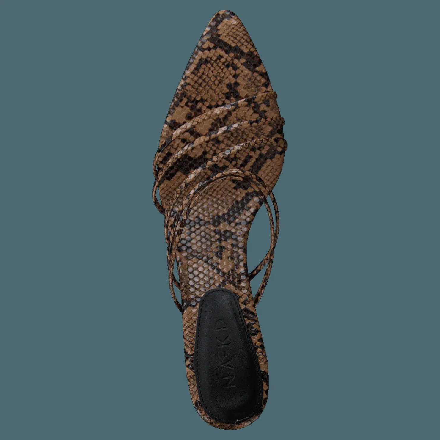 NA-KD Strappy Pointy Sandals Snake Brun Outlet