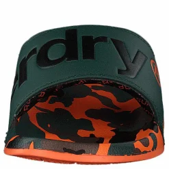 Superdry Aop Beach Slide Khaki/black/orange Svart Sale