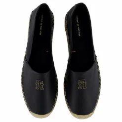 Tommy Hilfiger Th Logo Leather Espadrille Black Svart Sale