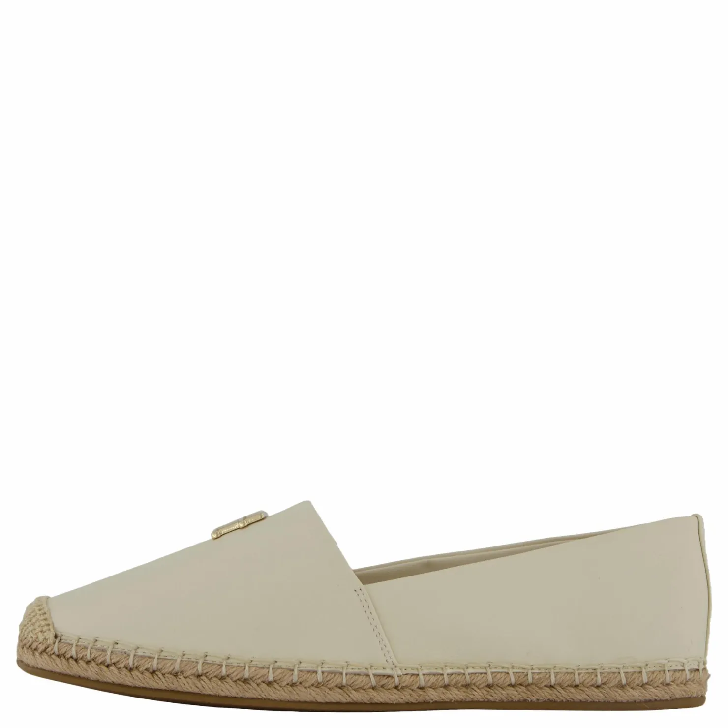 Tommy Hilfiger Th Logo Leather Espadrille Beige New