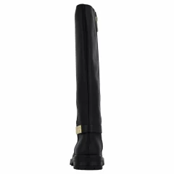 Tommy Hilfiger Th Logo Leather Long Boot Black Svart New