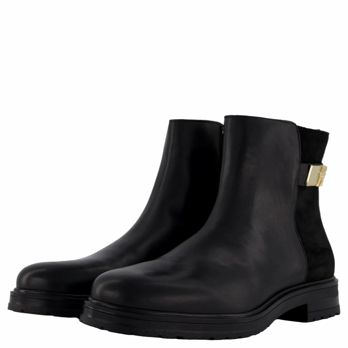 Tommy Hilfiger Th Logo Leather Mix Chelsea Black Svart Hot