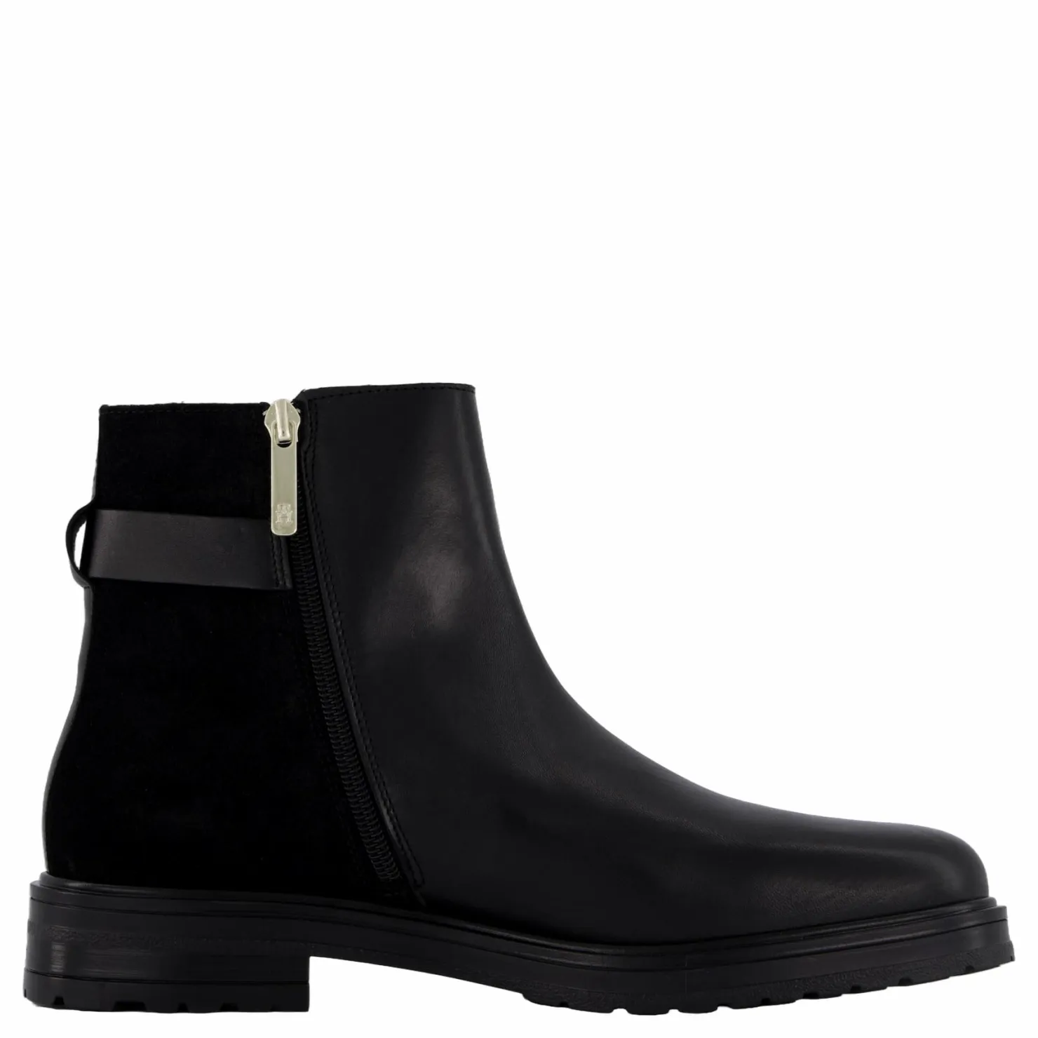 Tommy Hilfiger Th Logo Leather Mix Chelsea Black Svart Hot