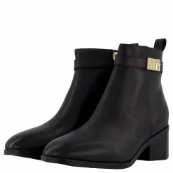 Tommy Hilfiger Th Logo Mid Heel Bootie Black Svart New