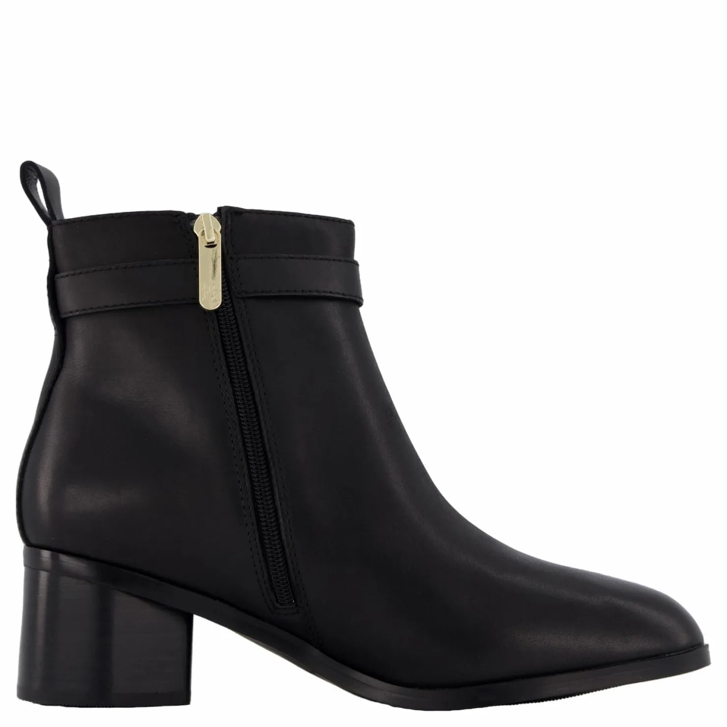 Tommy Hilfiger Th Logo Mid Heel Bootie Black Svart New