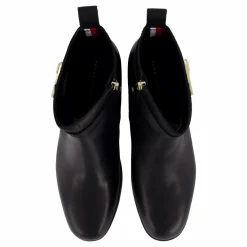 Tommy Hilfiger Th Logo Mid Heel Bootie Black Svart New