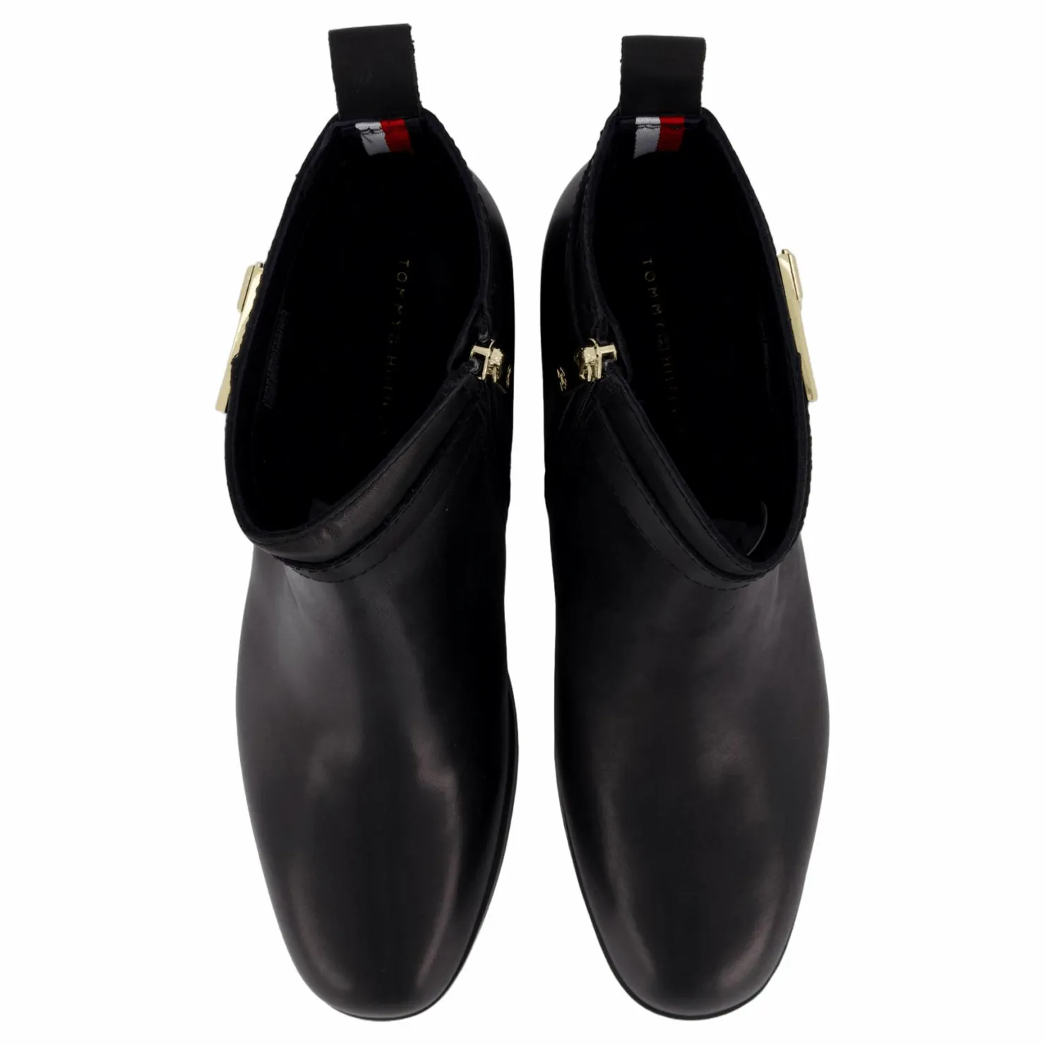Tommy Hilfiger Th Logo Mid Heel Bootie Black Svart New