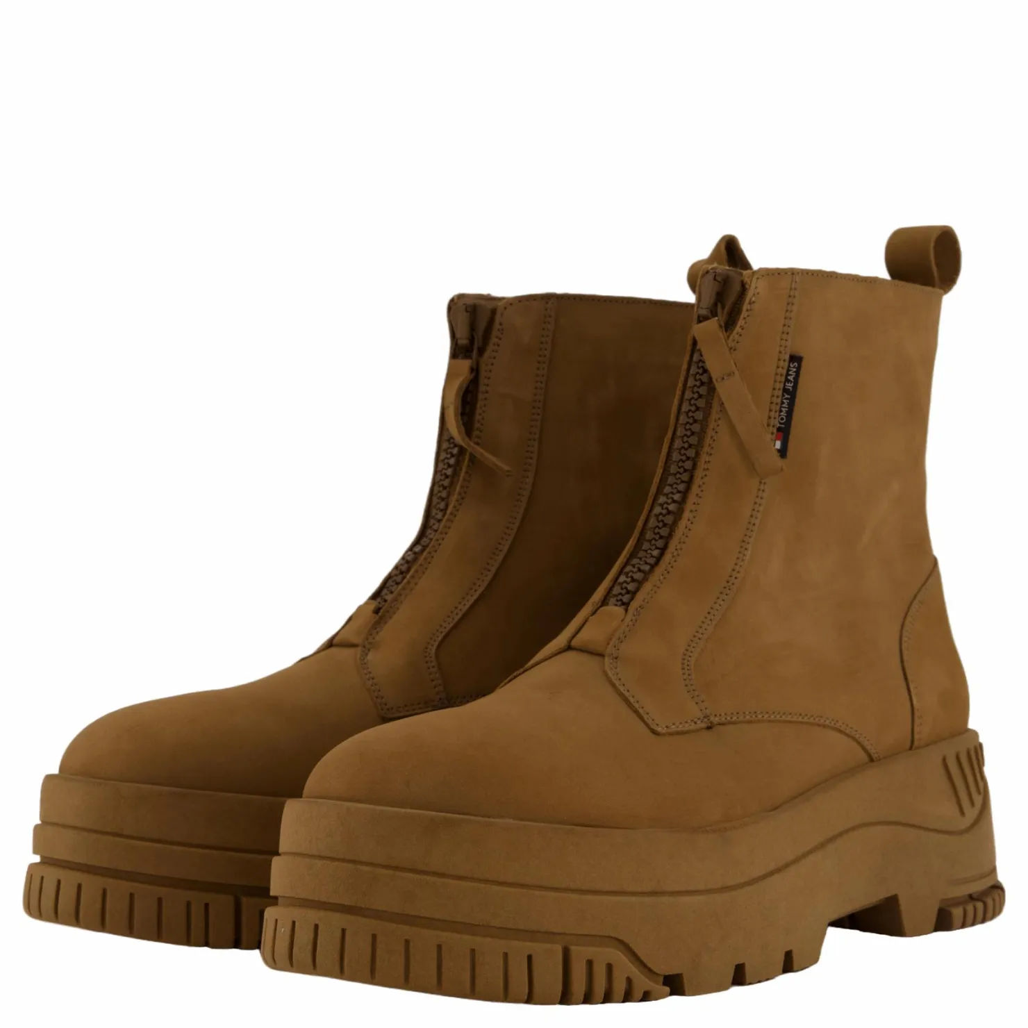 Tommy Hilfiger Tjw Zip Up Flatform Nubuck Bo Light Sepia Brown Brun Outlet